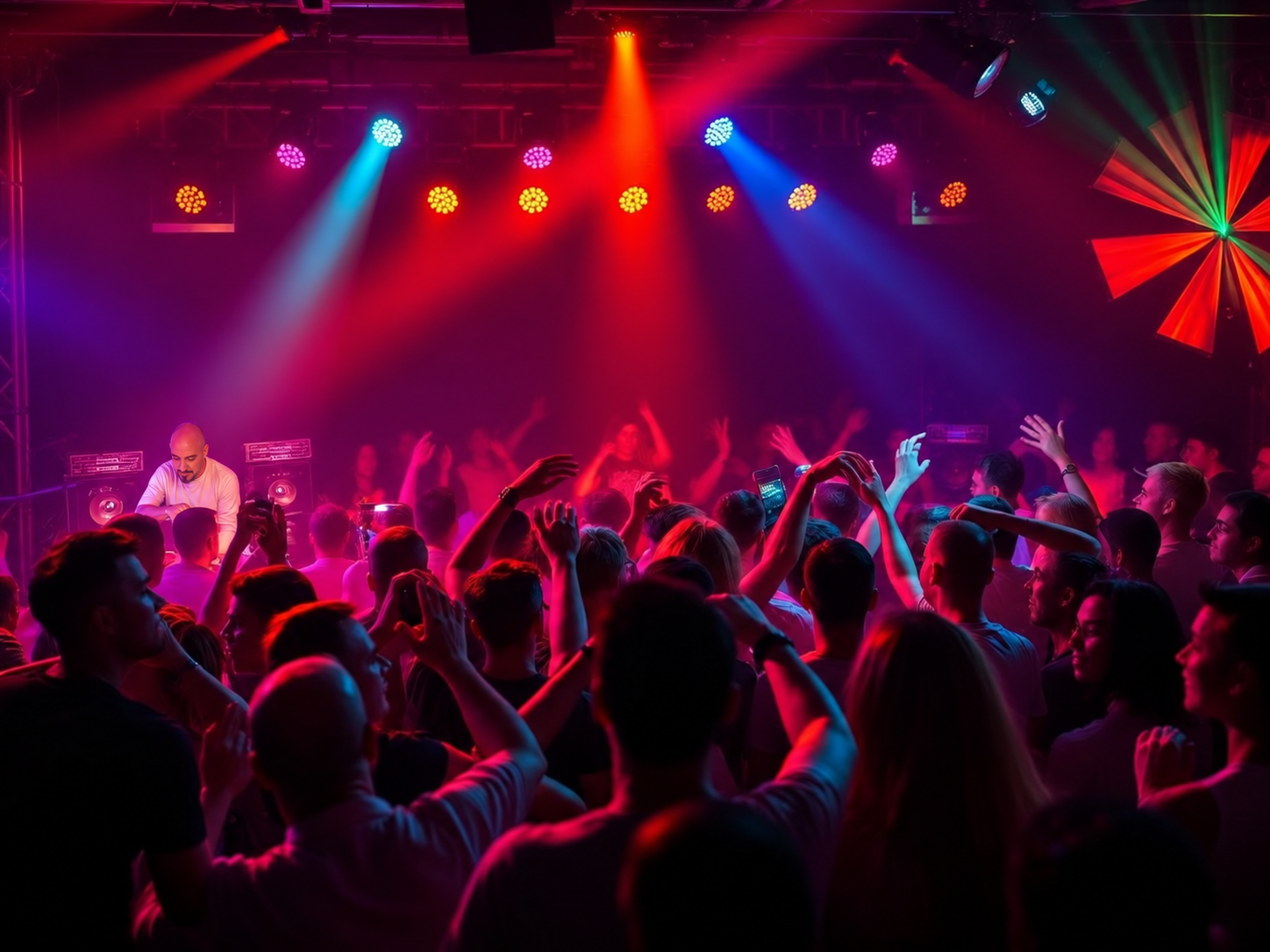 Promotional school dance scene with Andrés as DJ, digitally edited